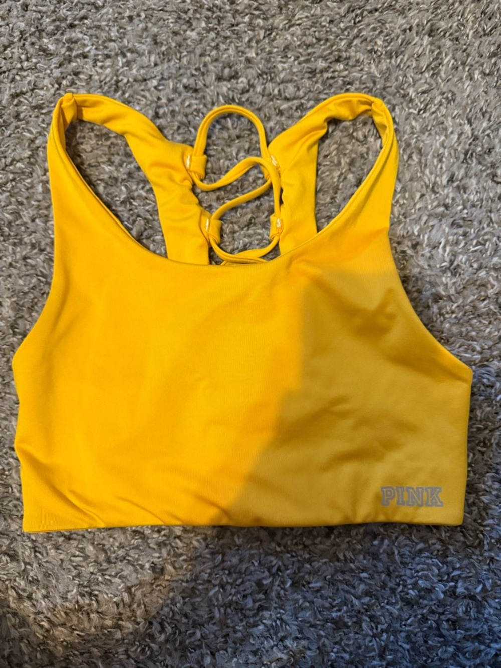 PINK Victoria's Secret Yellow Lace-Back Sports Bra